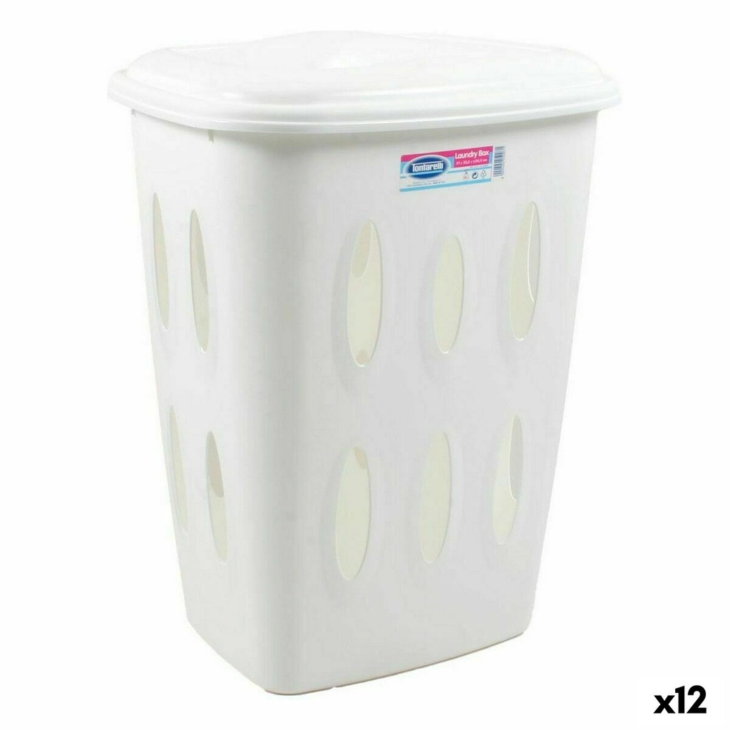 Cesto para la Ropa Sucia Tontarelli Laundry Con Tapa 45 L Blanco 41 x 33,2 x 54,5 cm (12 Unidades)