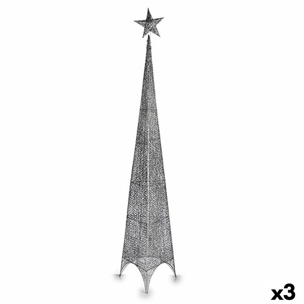 Christmas Tree Krist+ 00160 Silver Metal Plastic Star Tower 42 x 218 x 42 cm (3 Units)