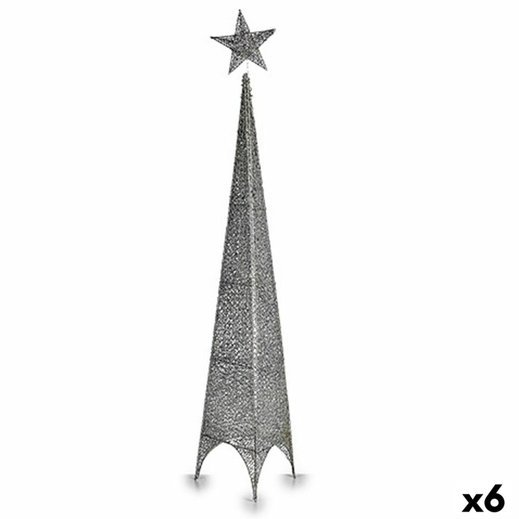 Christmas Tree Krist+ 00157 Silver Metal Plastic Star Tower 28 x 127 x 28 cm (6 Units)