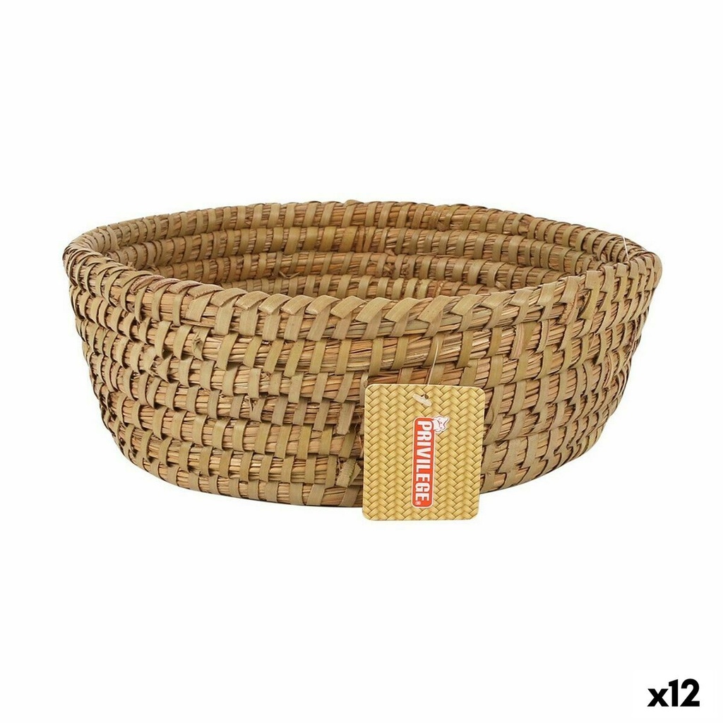 Multi-purpose basket Privilege Korne Brown wicker Circular 27 x 27 x 9 cm (12 Units)