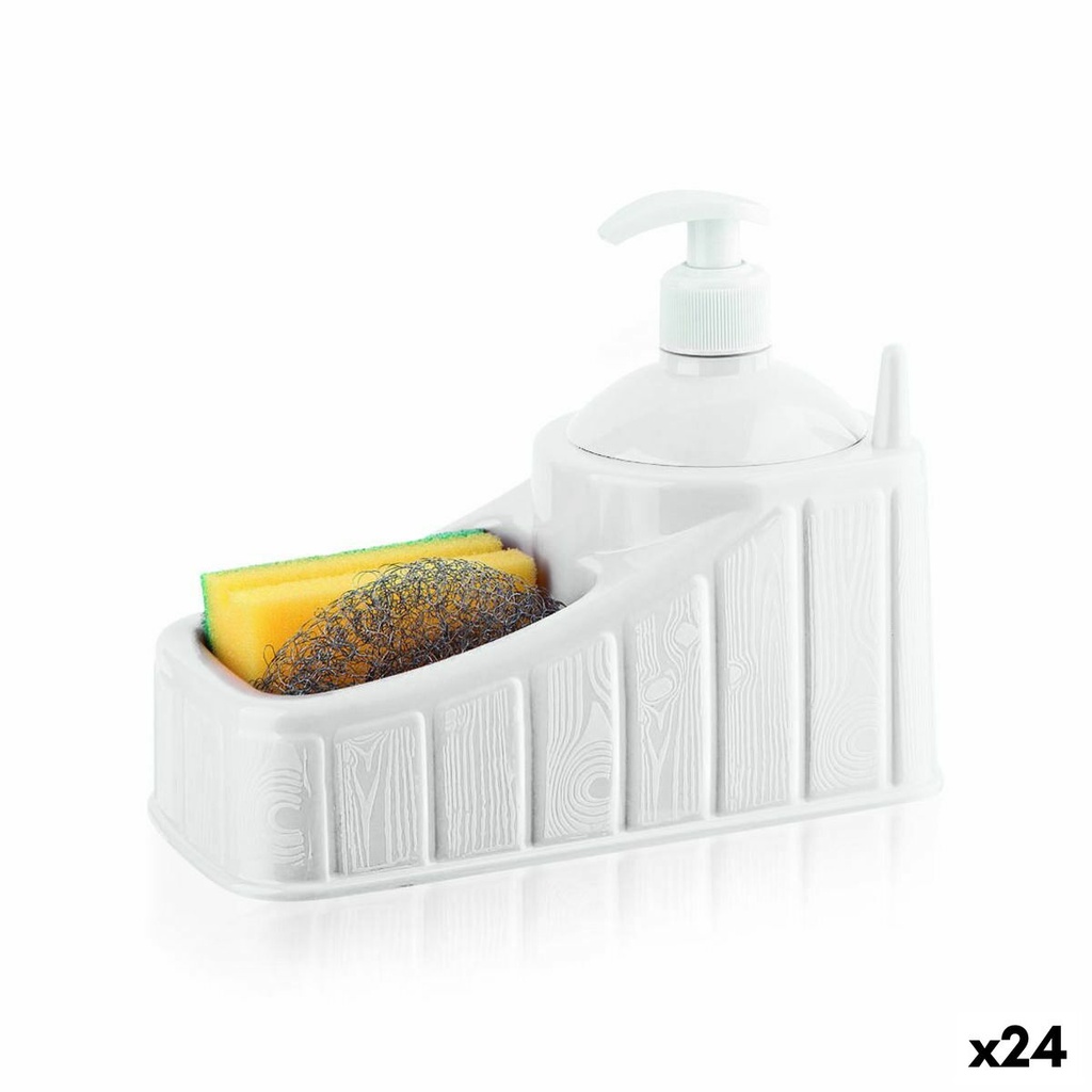 Dispensador de Jabón 2 en 1 para Fregadero Privilege Plástico 20 x 17 x 10 cm Blanco (24 Unidades)