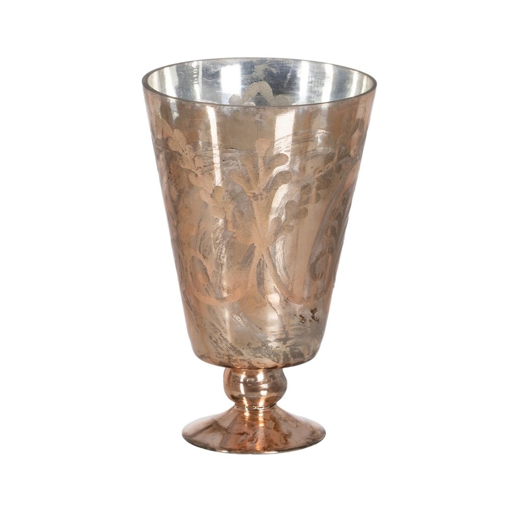 Jarrón Cobre Cristal Copa 16 x 16 x 25 cm