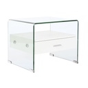 Mesita de Noche DKD Home Decor Blanco Transparente Cristal Madera MDF 50 x 40 x 45,5 cm