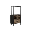 Bottle rack Home ESPRIT Black Natural Metal Fir 90 x 36 x 150 cm
