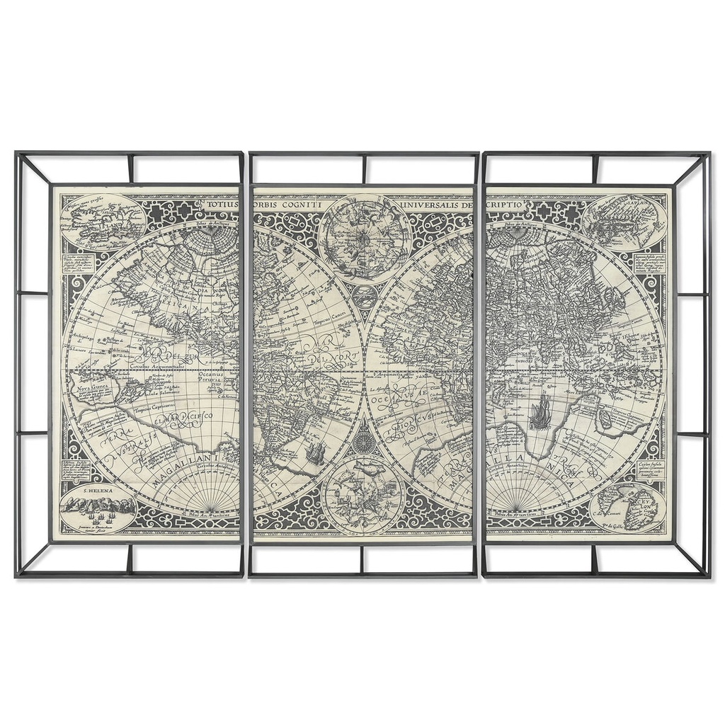 Juego de 3 cuadros Home ESPRIT Metal 222 x 8 x 140 cm (3 Piezas)