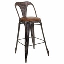 Stool Alexandra House Living Brown Black Leather Iron 53 x 105 x 49 cm