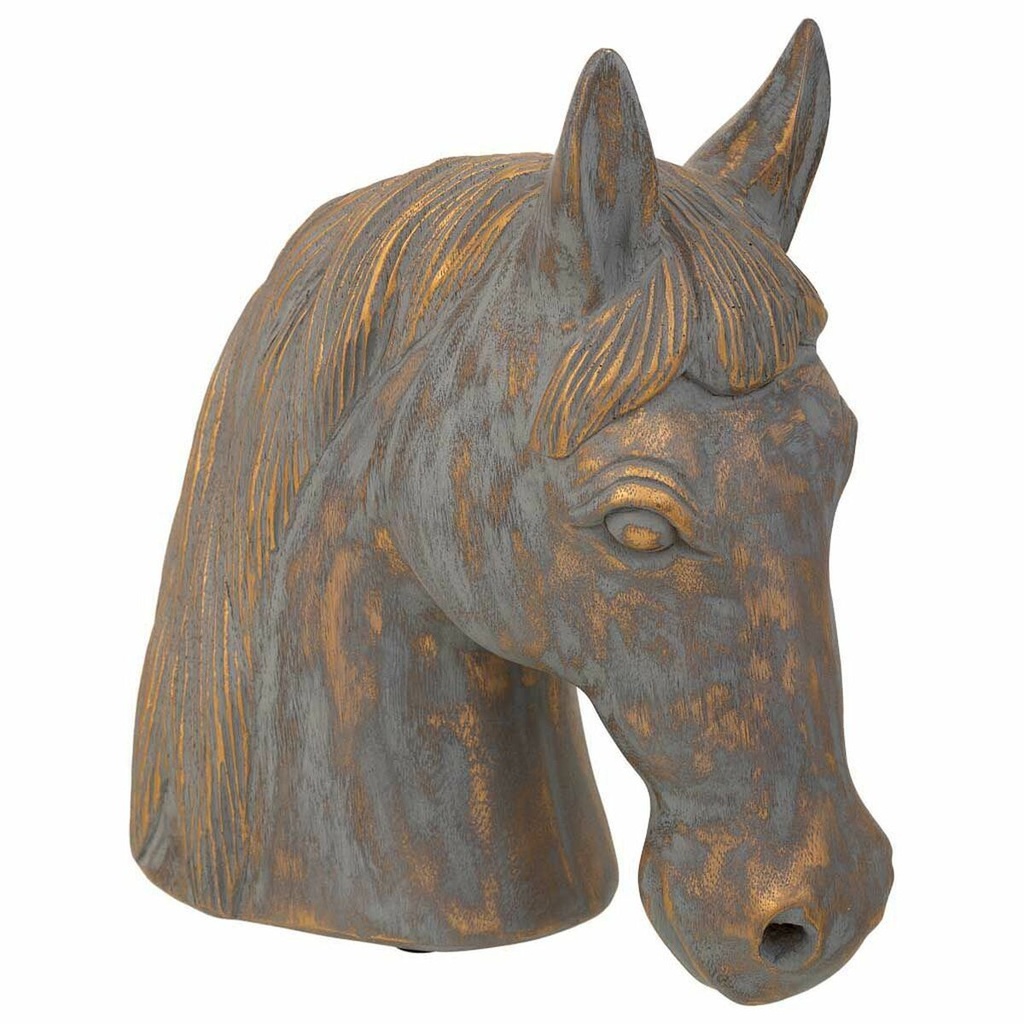 Figura Decorativa Alexandra House Living Gris Dorado Caballo 15 x 31 x 31 cm