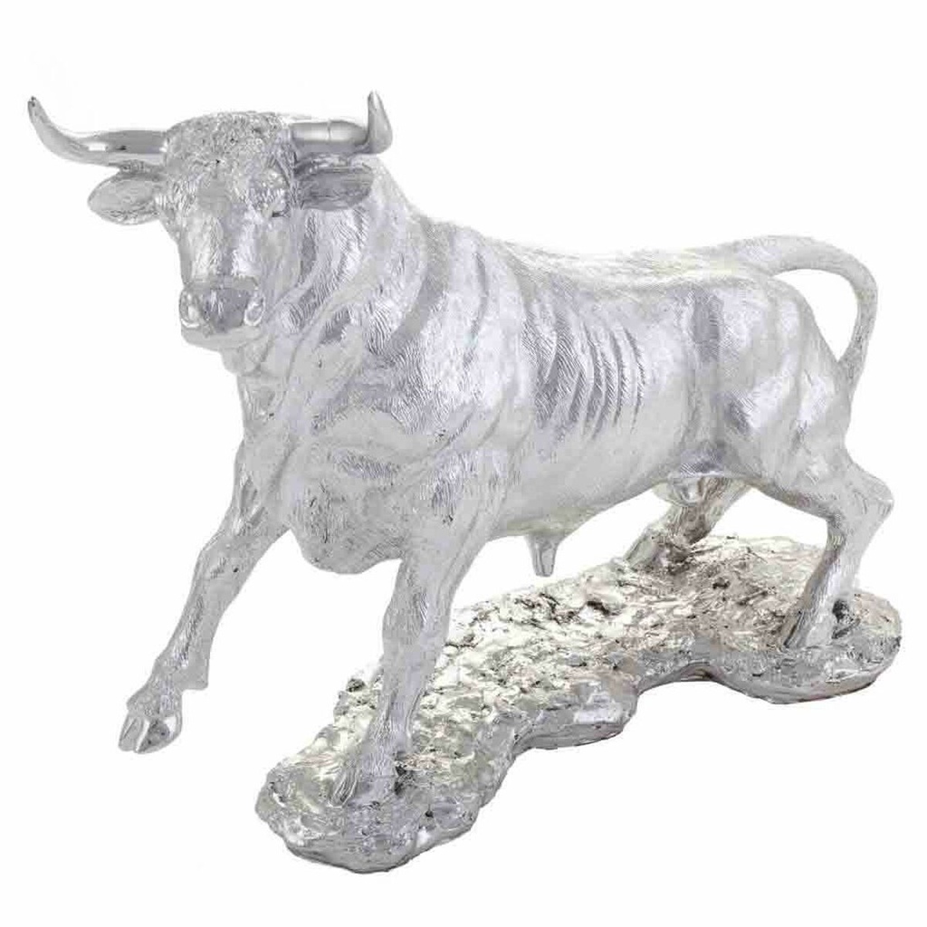 Decorative Figure Alexandra House Living Silver Bull 17 x 32 x 43 cm