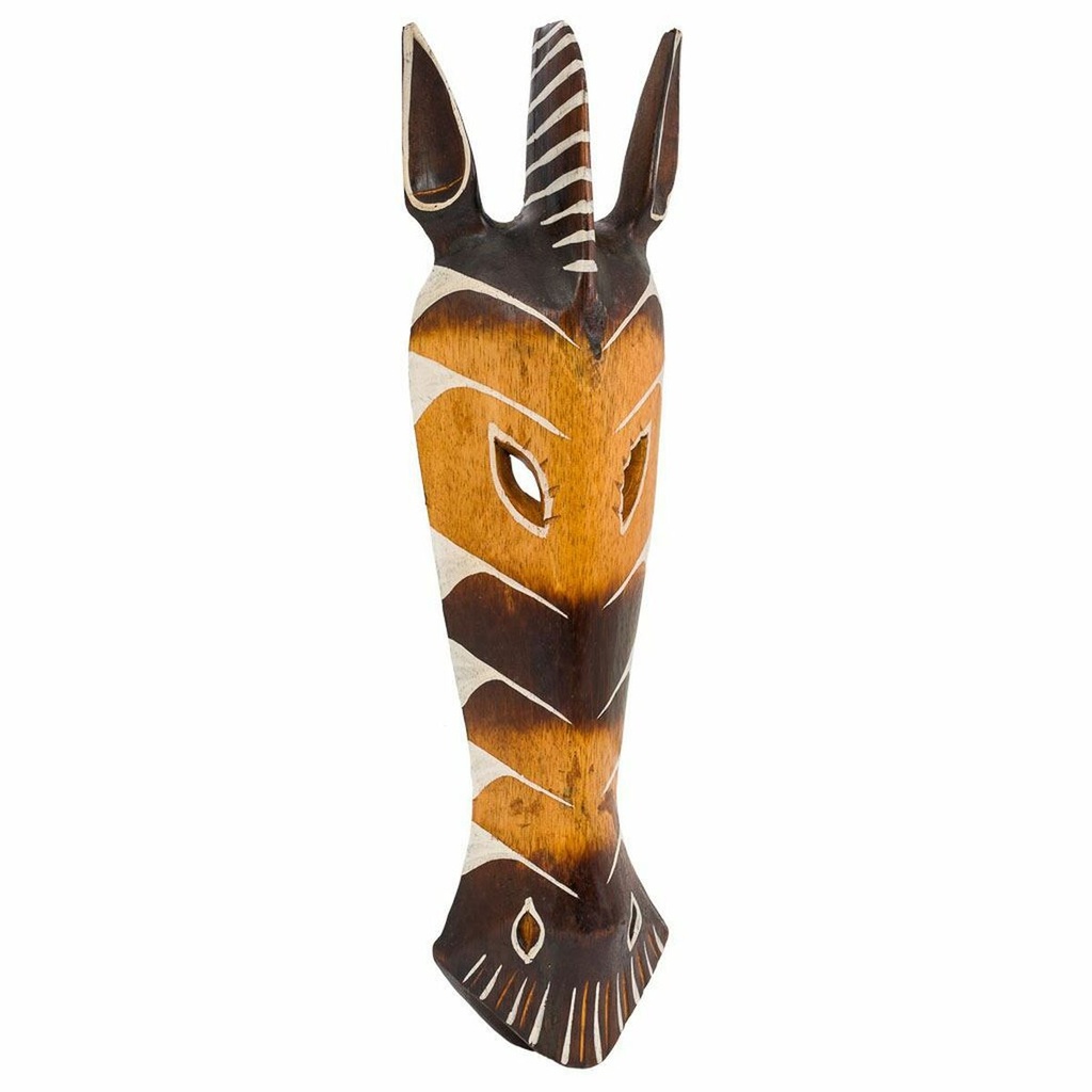 Máscara Alexandra House Living Blanco Marrón Madera Máscara 4 x 50 x 12 cm