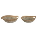 Centro de Mesa Home ESPRIT Blanco Marrón claro PVC Fibra natural Junco 51 x 45 x 13 cm (2 Unidades)