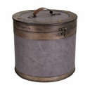 Cubo contenedor Alexandra House Living Marrón Gris PVC Madera Metal 30 x 27 x 30 cm Redonda