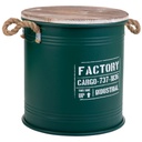 Bucket container Alexandra House Living Factory Green Hemp Metal Fir wood 35 x 35 x 37 cm With handles Circular