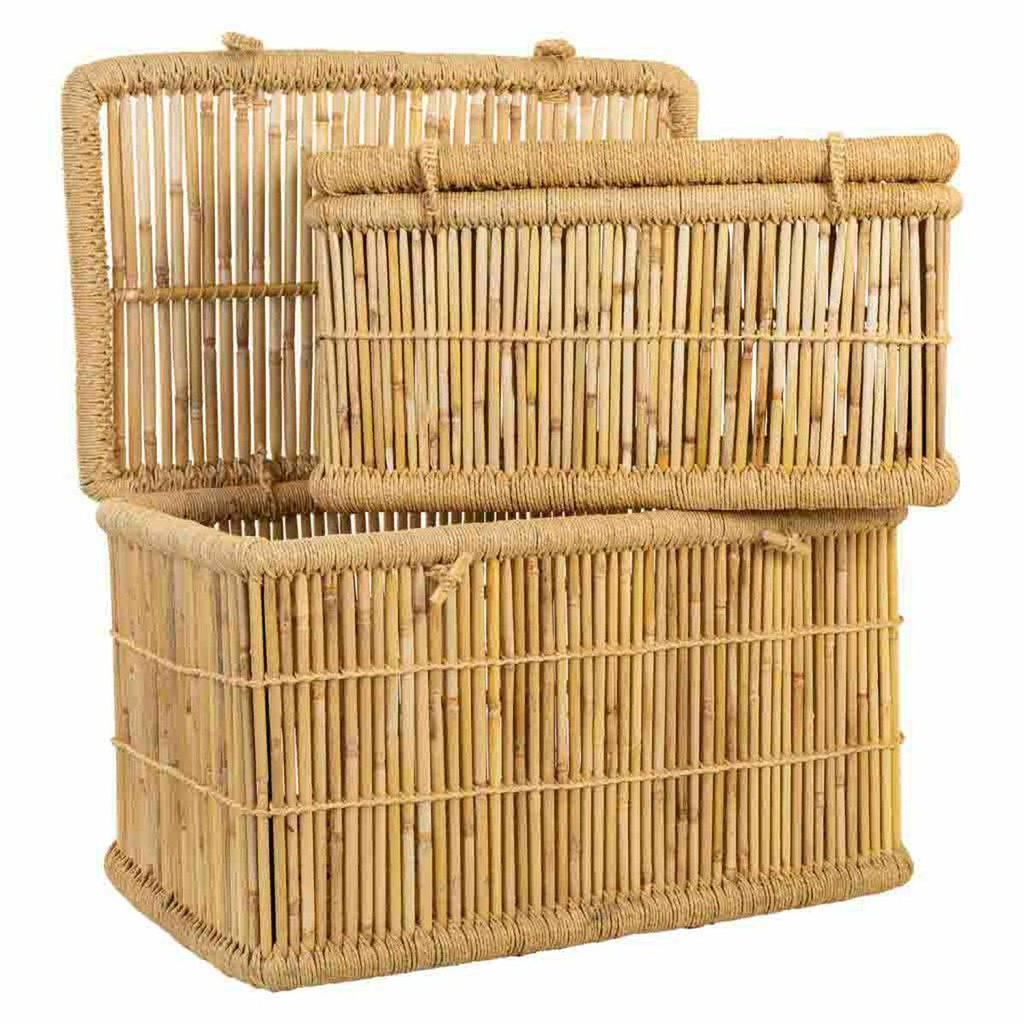 Laundry basket Alexandra House Living Natural Bamboo Rope 52 x 40 x 70 cm 62 x 42 x 32 cm 2 Pieces