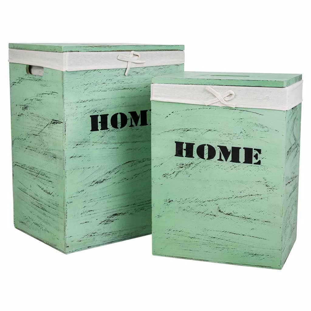 Cesto para la Ropa Sucia Alexandra House Living Verde Madera de Paulonia 30 x 54 x 40 cm 34 x 26 x 47 cm 2 Piezas
