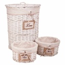 Laundry Basket Alexandra House Living White wicker Willow wood 44 x 58 x 44 cm 29 x 19 x 29 cm 3 Pieces