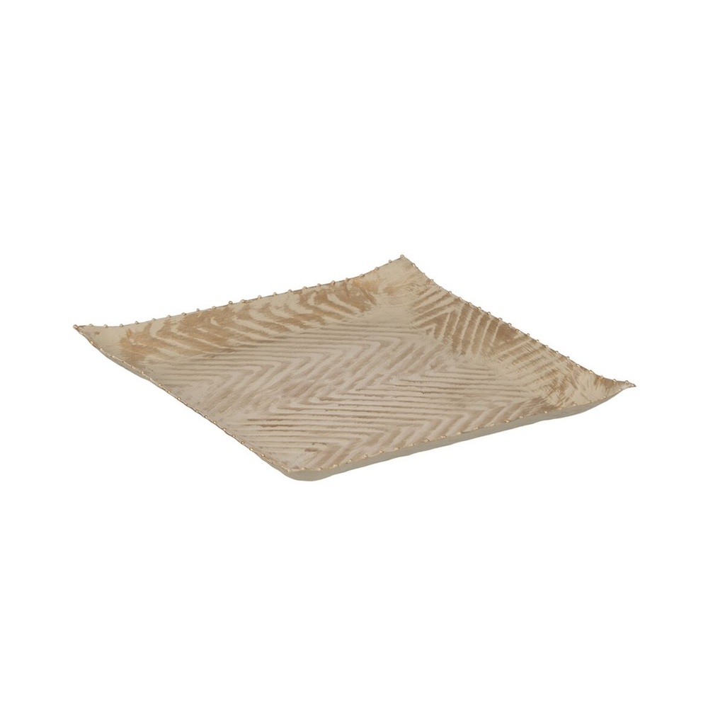 Decorative tray Beige Golden 26 x 26 x 2 cm
