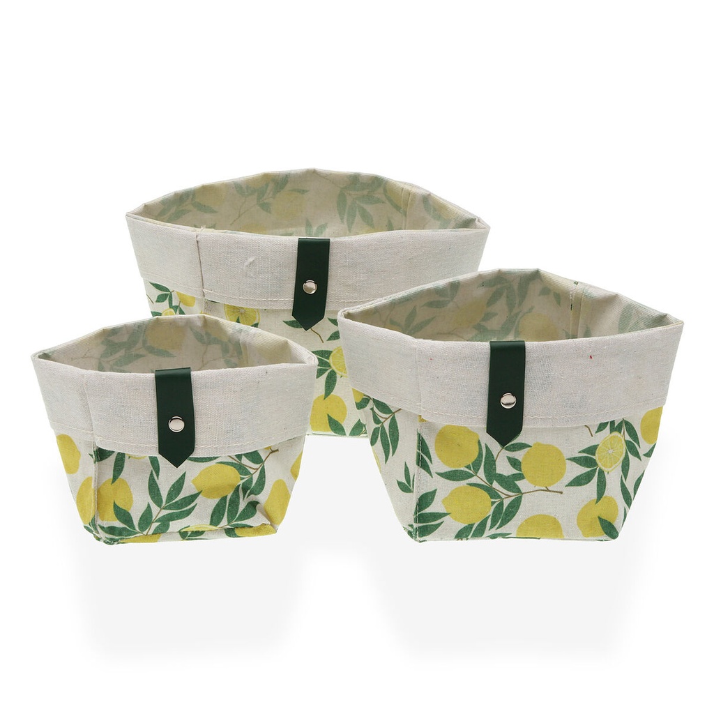 Basket set Versa 14 x 14 x 14 cm Lemon
