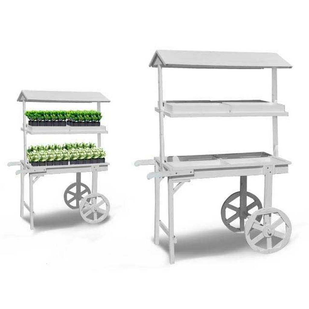 Soporte con Ruedas para Macetas Ibergarden WP15014-W Blanco Madera 121 x 171 x 59 cm
