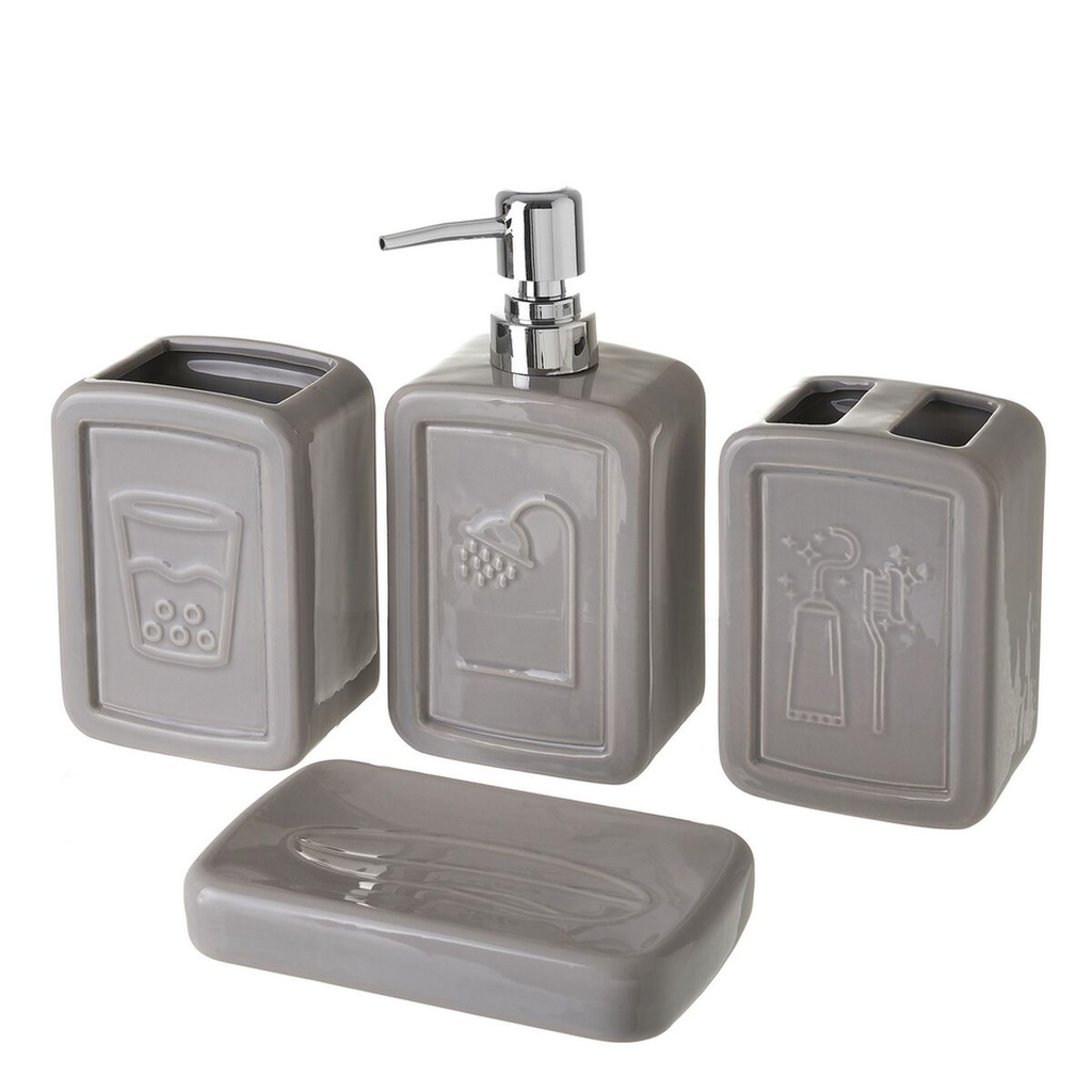 Bath Set Grey Ceramic 27,5 x 7 x 24 cm