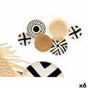 Decoración de Pared 23SMB8404 Blanco Marrón Negro Metal 60 x 40 x 5 cm (6 Unidades)