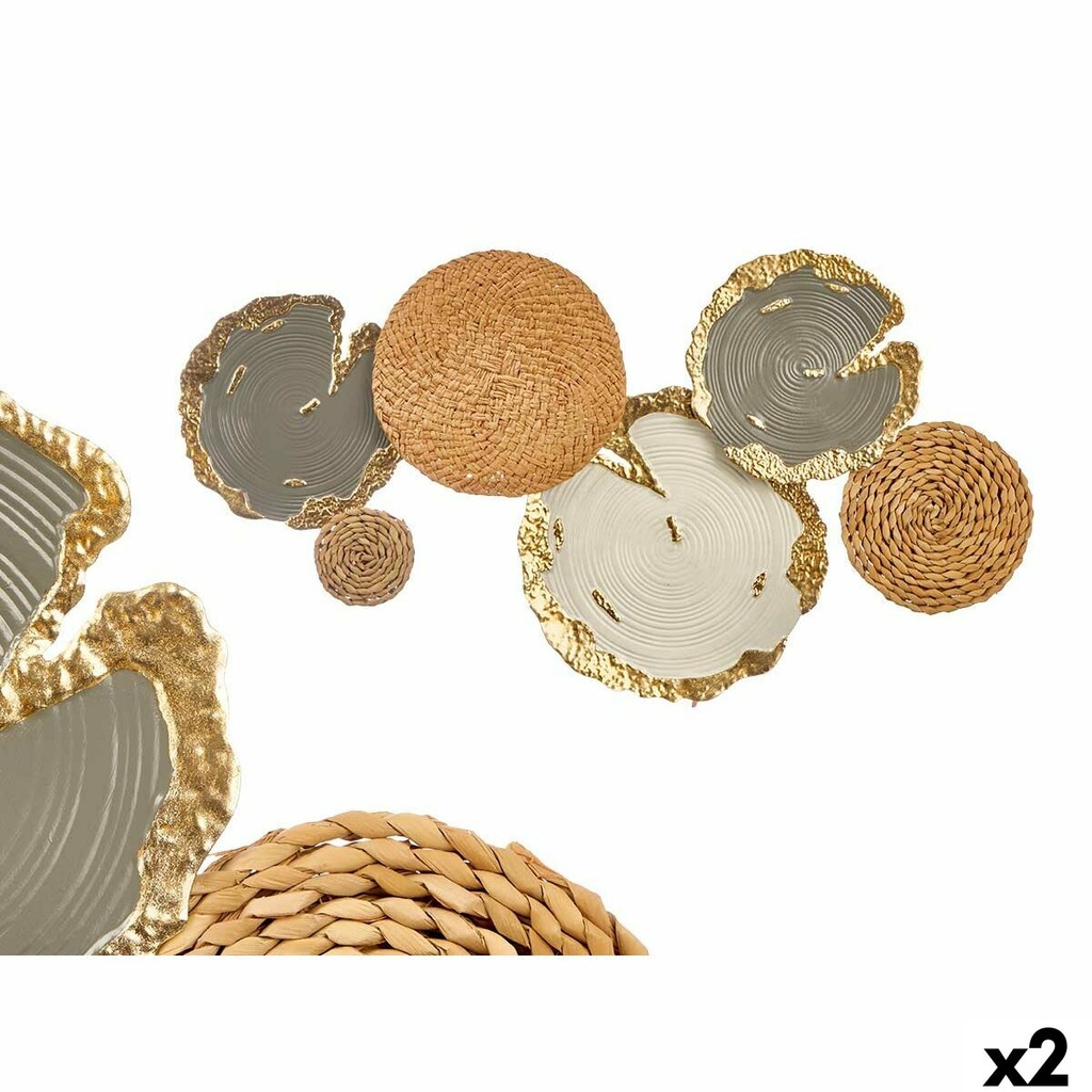 Decoración de Pared 23SMB1538 Blanco Marrón Gris Metal 89,5 x 5,1 x 48,3 cm (2 Unidades)