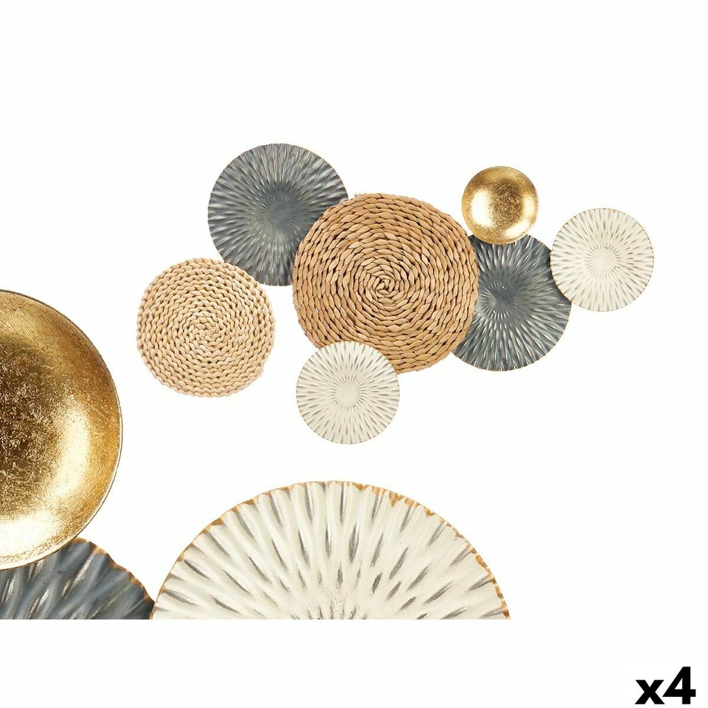 Wall Decoration 23SMB1563 Blue White Brown Metal 72,4 x 5,1 x 42,5 cm (4 Units)