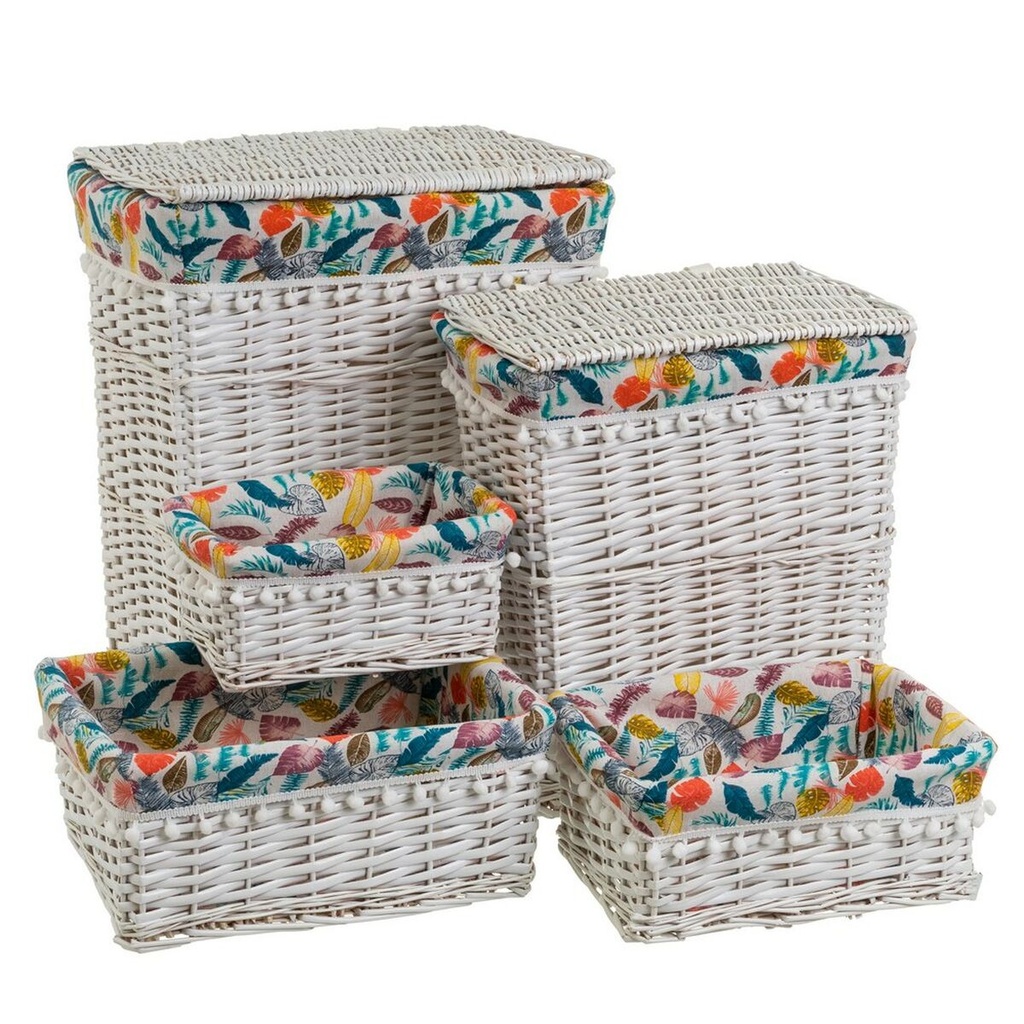 Cesto para la Ropa Blanco Mimbre 47 x 35 x 55 cm