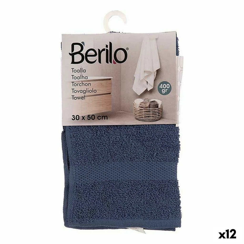 Toalla de baño 30 x 0,5 x 50 cm Azul (12 Unidades)