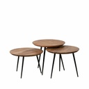 Set of 3 tables Black Natural 50 x 50 x 45 cm