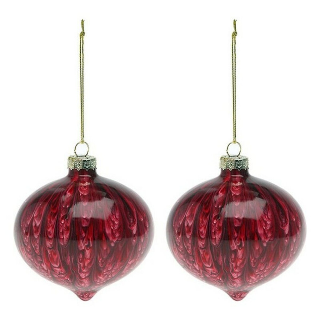 Christmas Baubles (2 pcs) 112490 Brown Red 8 cm (2 Units)