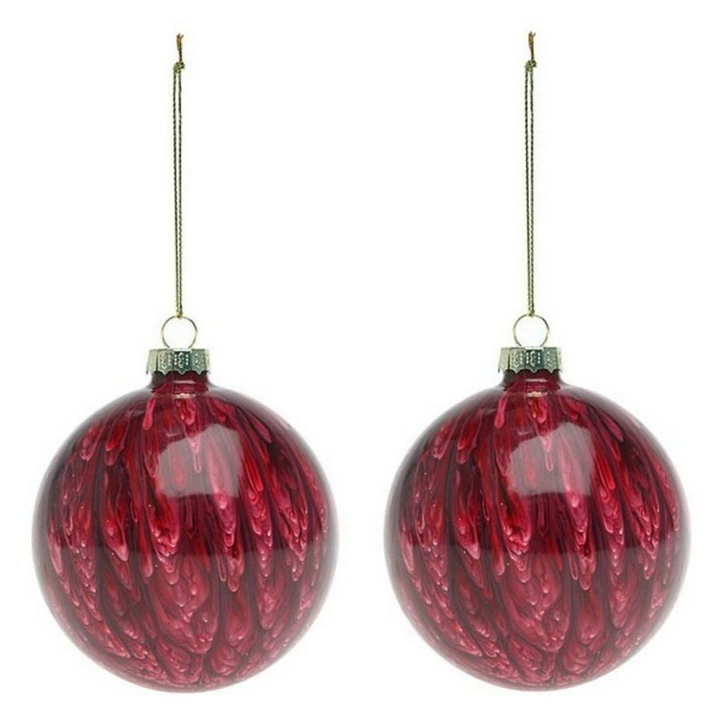 Bolas de Navidad (2 pcs) 113572 Marrón Rojo 8 cm (2 Unidades)