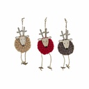 Christmas bauble DKD Home Decor Polyester Wood Reindeer (3 pcs) (8 x 3 x 26 cm)
