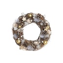 Corona de Navidad DKD Home Decor Natural Dorado Marrón Piñas (34 x 34 x 8 cm)