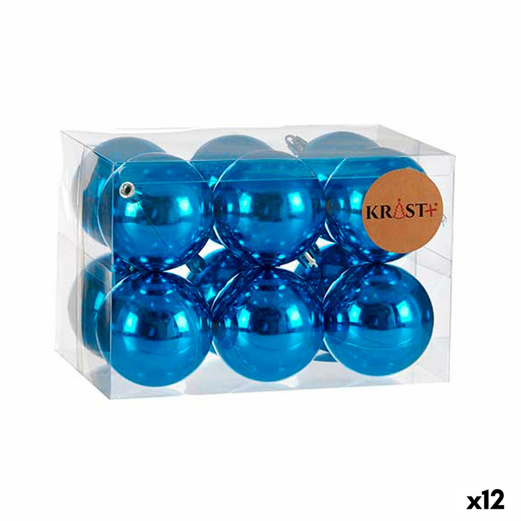 Set de Bolas de Navidad Krist+ K1912476-1 Azul Plástico Ø 7 cm (12 Unidades)