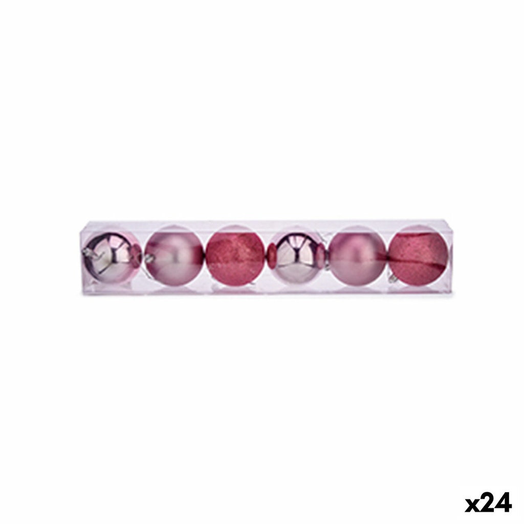Set of Christmas balls Krist+ 00788 Pink Plastic Ø 8 cm (24 Units)