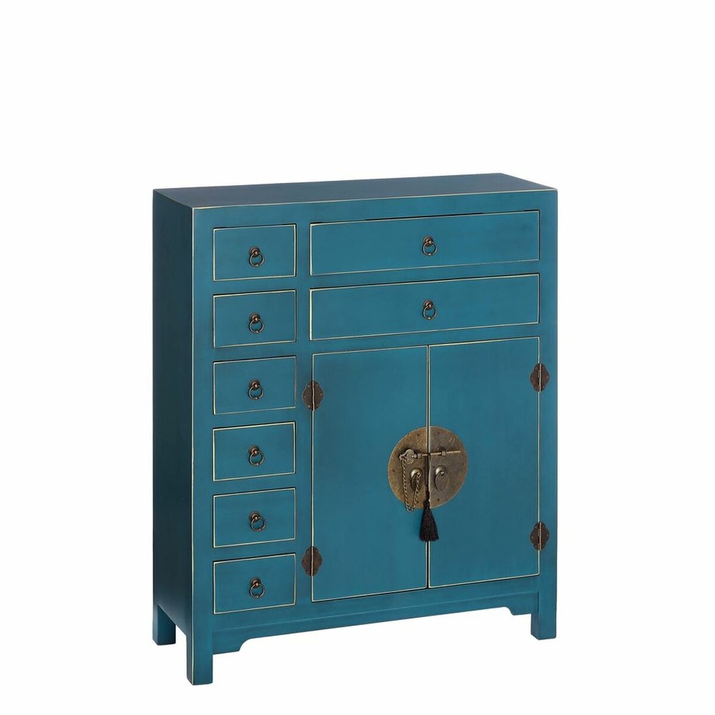 Sideboard ORIENTE Blue Golden Iron MDF Wood 73 x 26 x 90 cm