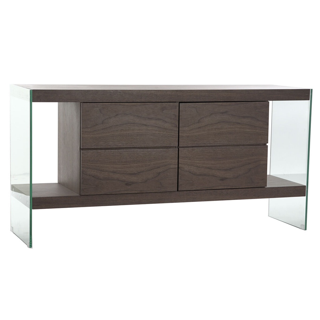 Aparador DKD Home Decor Marrón Transparente Cristal Nogal Madera MDF 160 x 45 x 80 cm