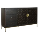 Sideboard DKD Home Decor Black Golden Dark brown Metal Acacia 160 x 40 x 90 cm