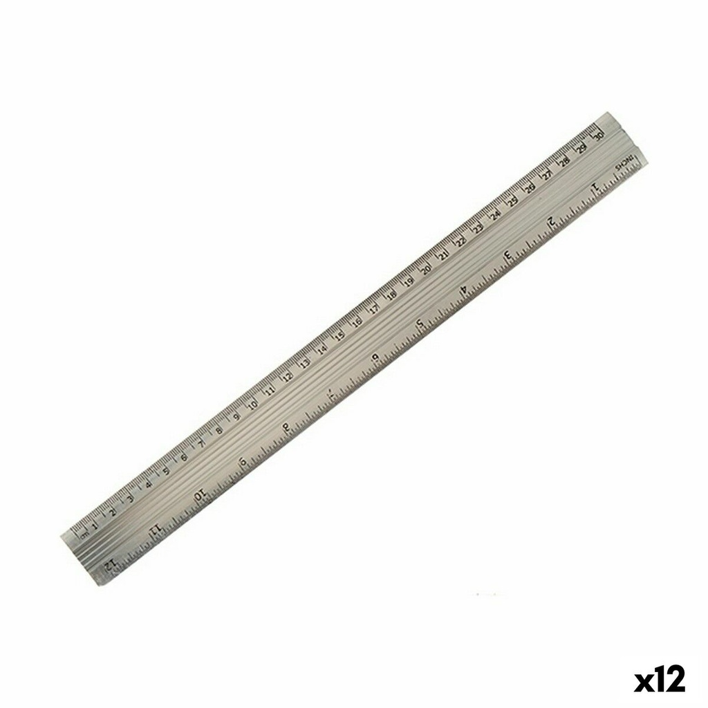Ruler Pincello AR1607007 Silver Aluminium 0,5 x 35,5 x 4 cm (12 Units)