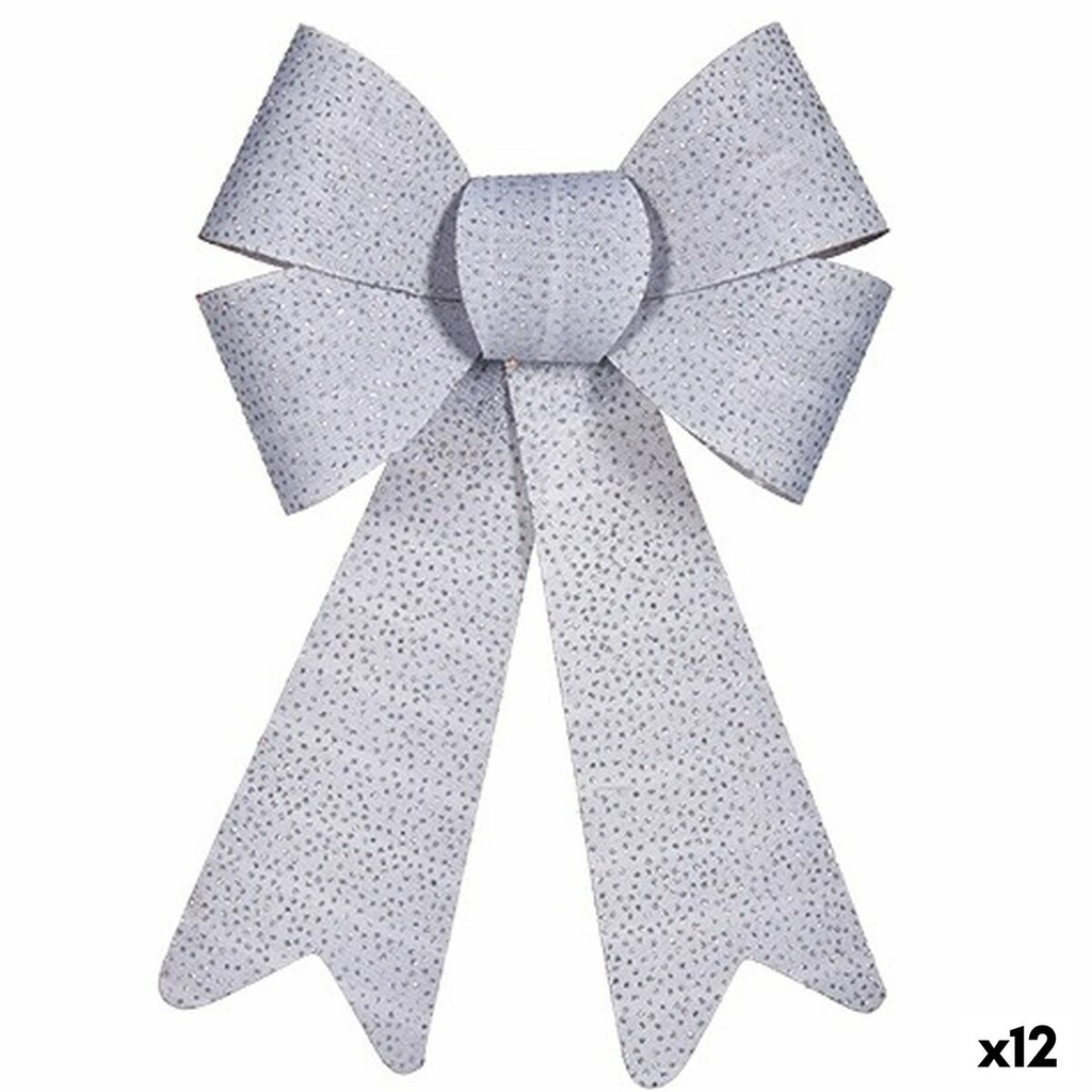 Lazo Krist+ HJ1-12012 Plateado Puntos 16 x 24 x 4 cm Adorno Navideño (12 Unidades)