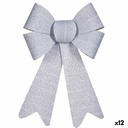 Lazo Krist+ HJ1-12012 Plateado Puntos 16 x 24 x 4 cm Adorno Navideño (12 Unidades)