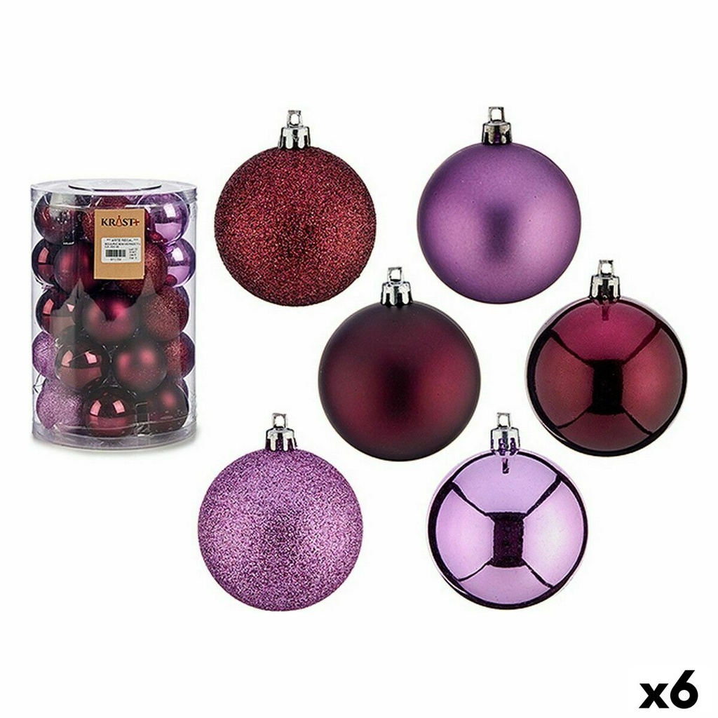 Set de Bolas de Navidad Morado Plástico 6 x 7 x 6 cm (6 Unidades)