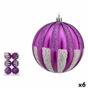 Set de Bolas de Navidad Krist+ 00858 Morado Plateado PVC 10 cm (6 Unidades)