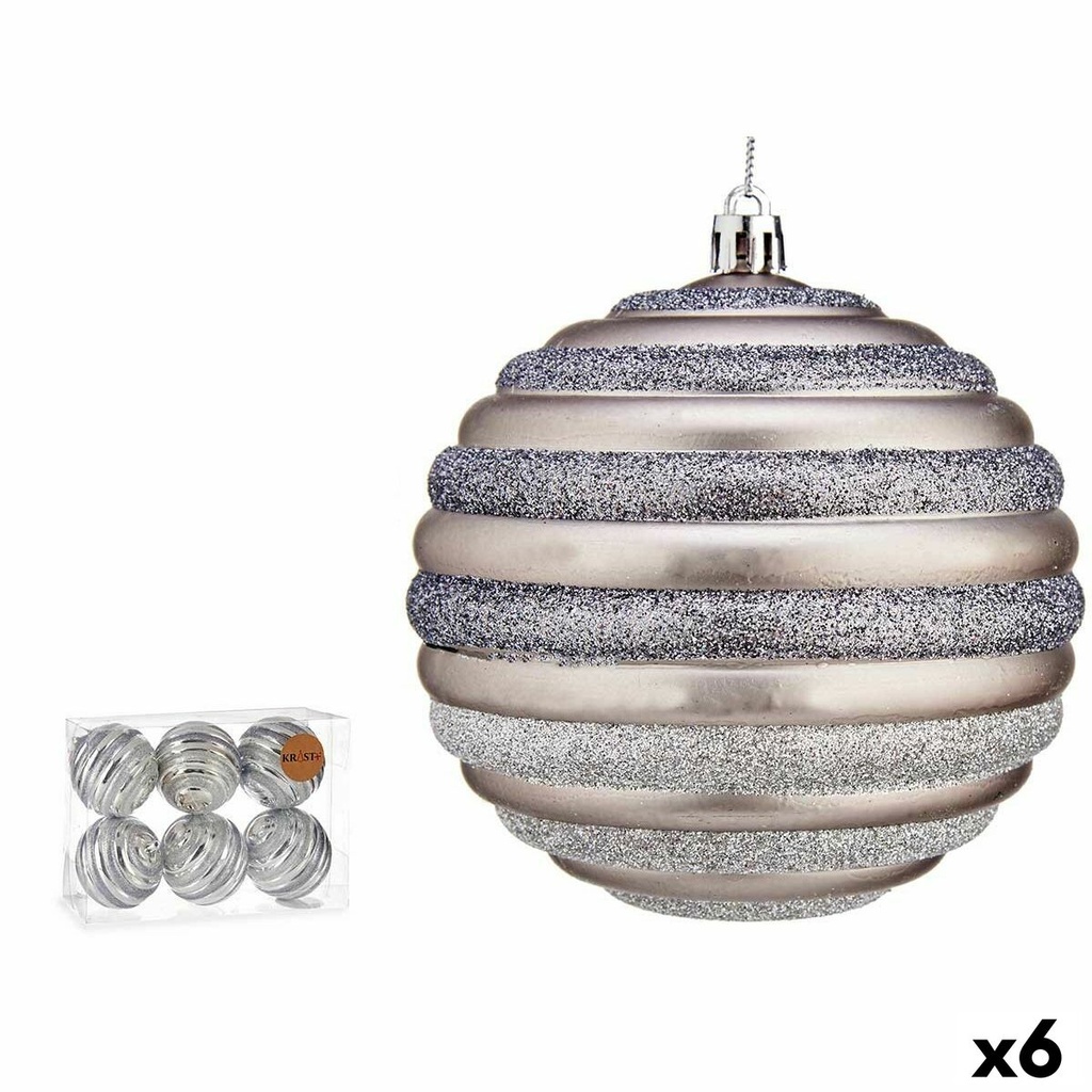 Set of Christmas balls Krist+ 00876 Silver Plastic Circles 10 cm (6 Units)