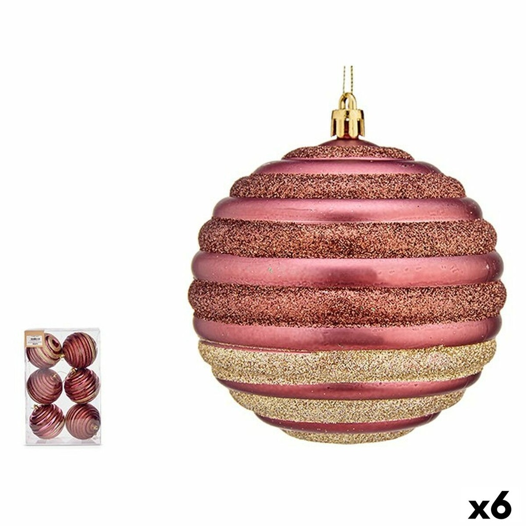 Set de Bolas de Navidad Krist+ 00872 Rosa Plástico Círculos (6 Unidades)