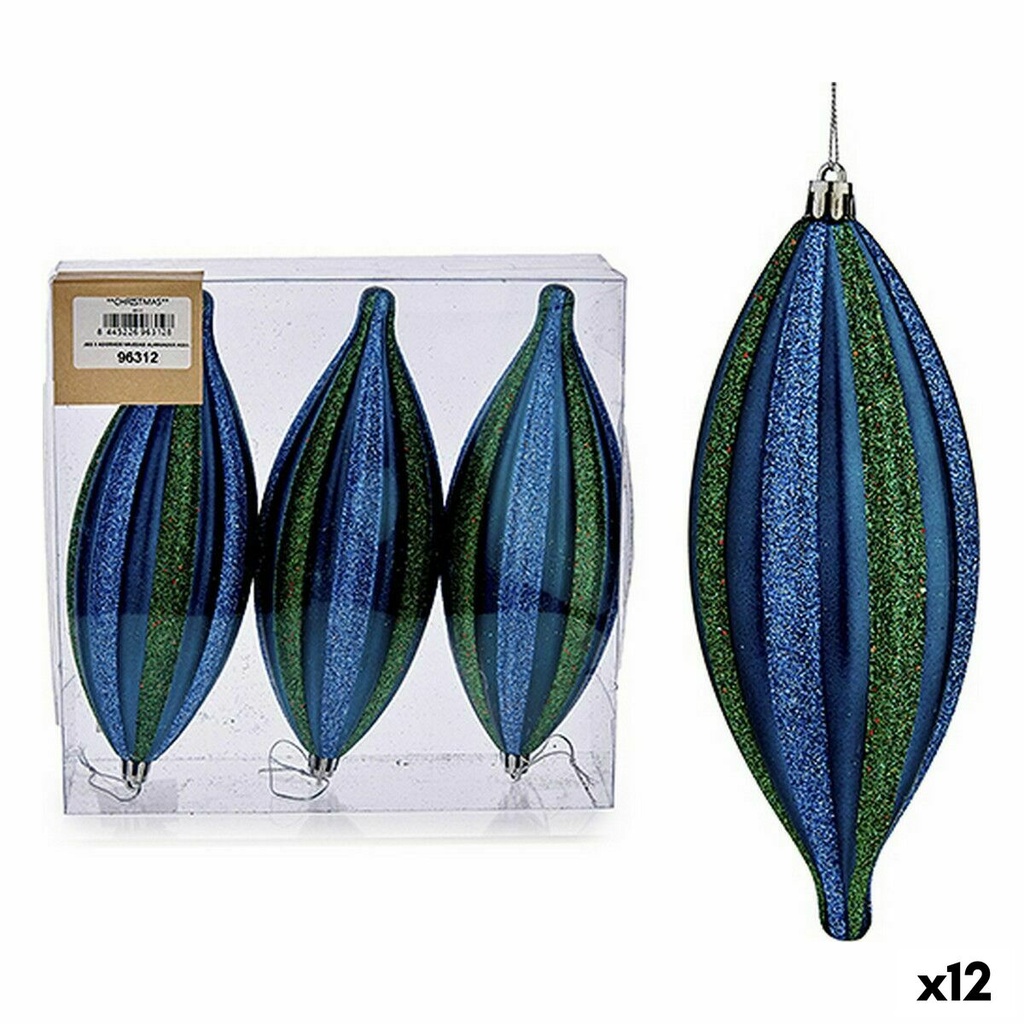 Christmas Decorations Set Krist+ 00907 Blue Green PVC Streched 8,5 x 3,5 x 19 cm (12 Units)