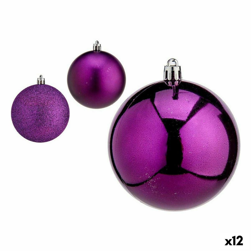 Set de Bolas de Navidad Krist+ 00776 Morado Plástico (12 Unidades)