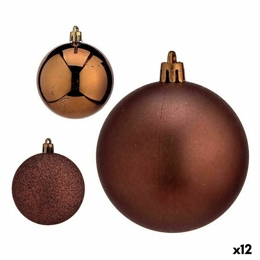 Set de Bolas de Navidad Krist+ 00783 Marrón Plástico (12 Unidades)