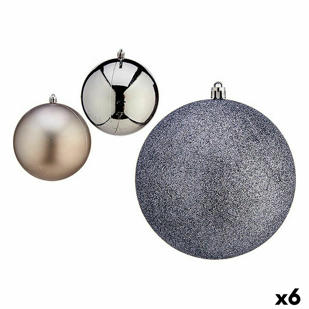 Set de Bolas de Navidad Krist+ 00762 Plateado Plástico (6 Unidades)