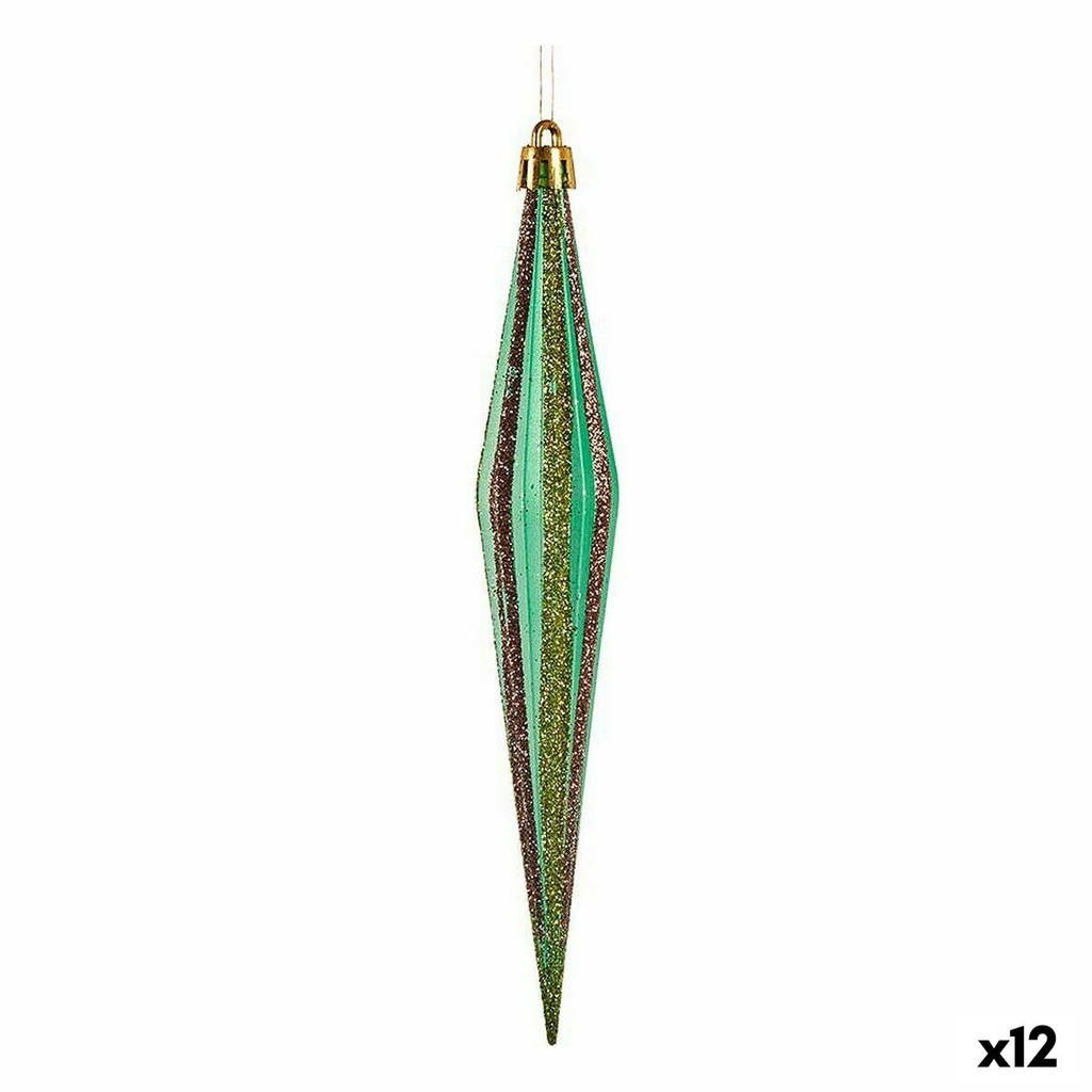 Christmas Decorations Set Krist+ 00901 Green Golden Streched 3 x 8,5 x 19 cm (12 Units)
